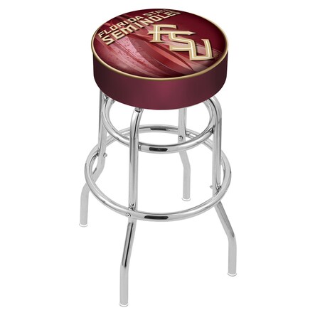 Holland Bar Stool Co 30" Florida State Script Cushion Seat, 2-Ring Chrome Swivel Bar Stool L7C130FSU-FS-D2